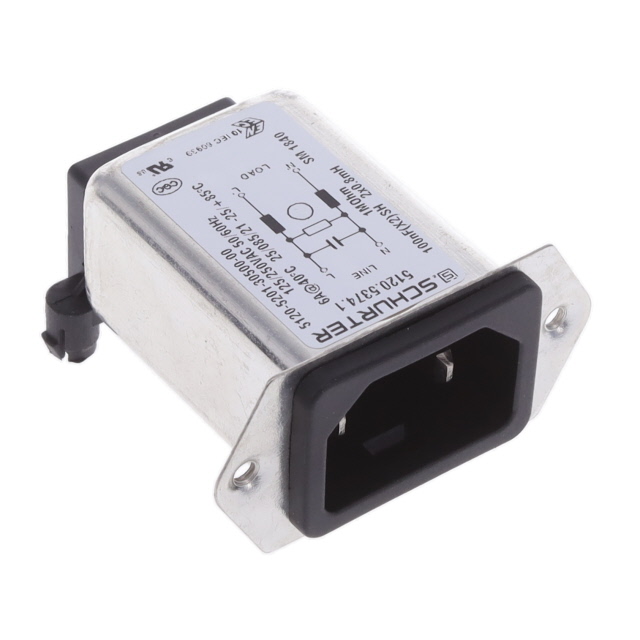 Power Entry Connector Receptacle, Male Blades IEC 320-C18 Panel Mount, Flange; Through Hole, Right Angle