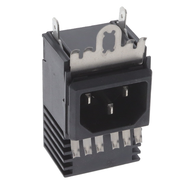 Power Entry Connector Receptacle, Male Blades IEC 320-C14 Panel Mount, Snap-In