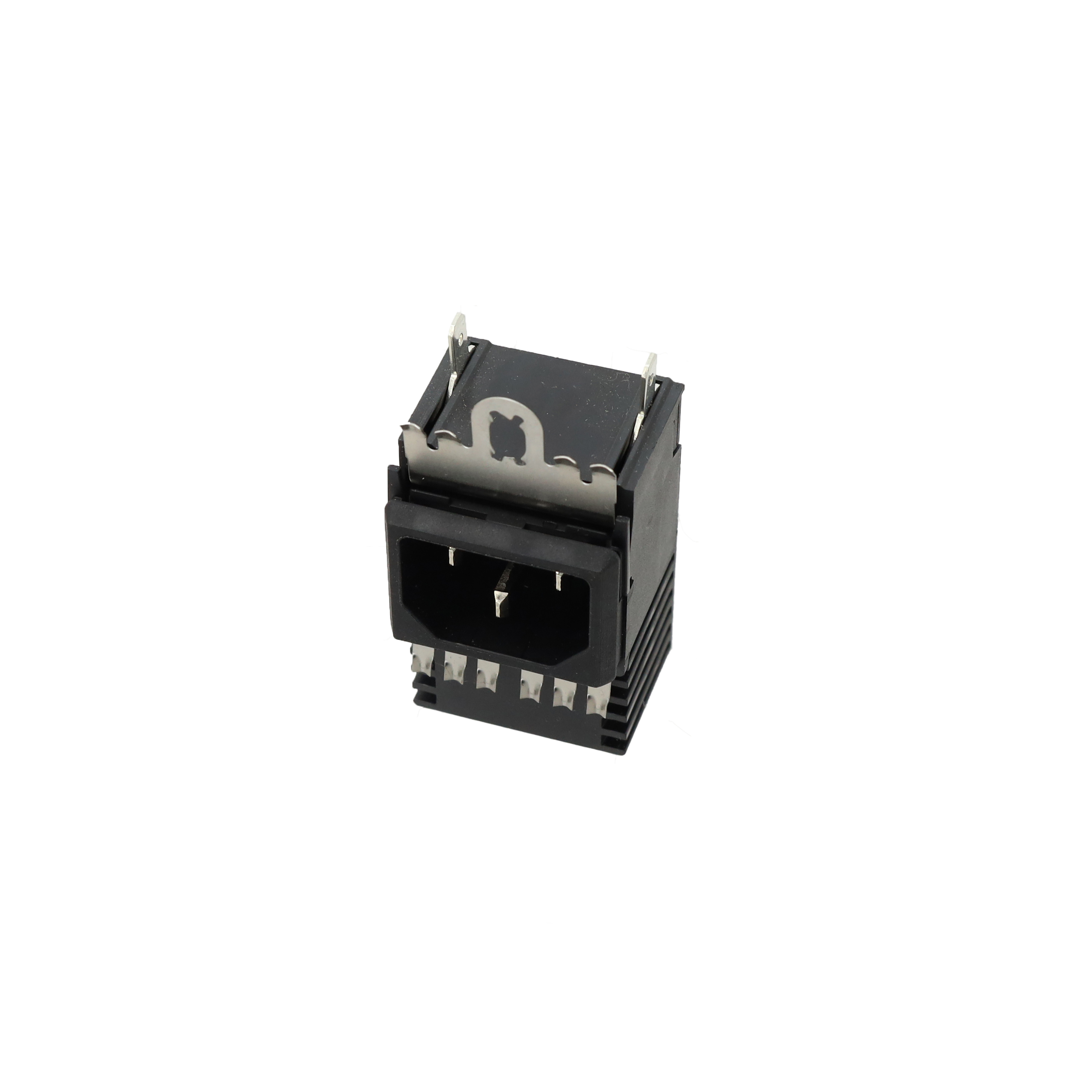 Power Entry Connector Receptacle, Male Blades IEC 320-C14 Panel Mount, Snap-In