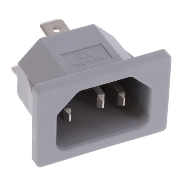 Power Entry Connector Receptacle, Male Blades IEC 320-C14 Panel Mount, Snap-In