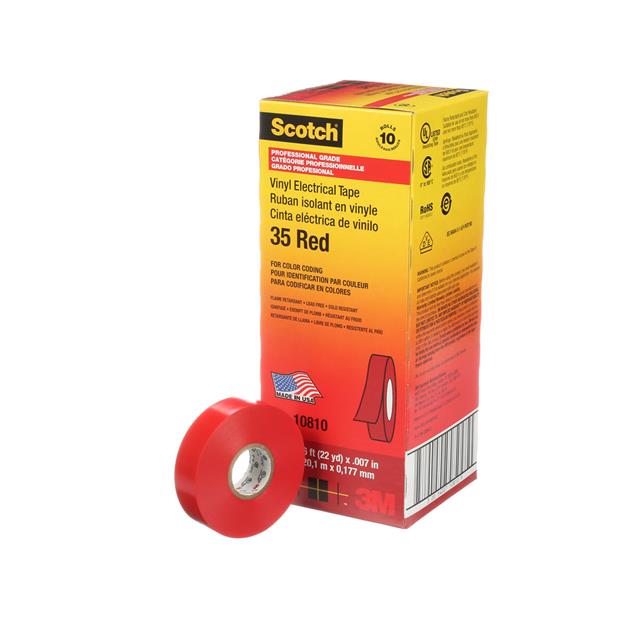 Electrical Tape Rubber Adhesive Red 0.75 (19.05mm) 3/4 X 66' (20.1m) 22 yds