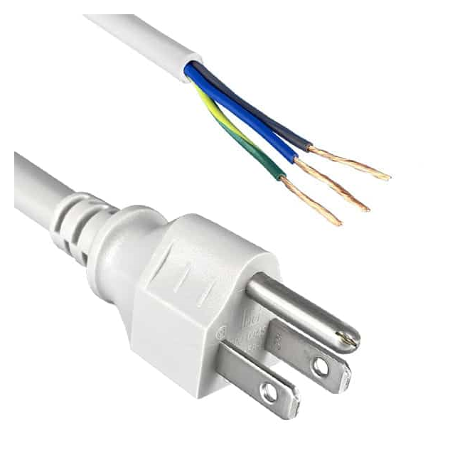 8.00' (2.44m) Power Cord Gray NEMA 5-15P To Cable SJT