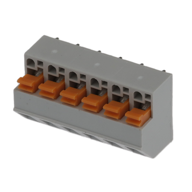 6 Position Wire to Board Terminal Block 45° (135°) Angle with Board 0.200 (5.08mm) Through Hole