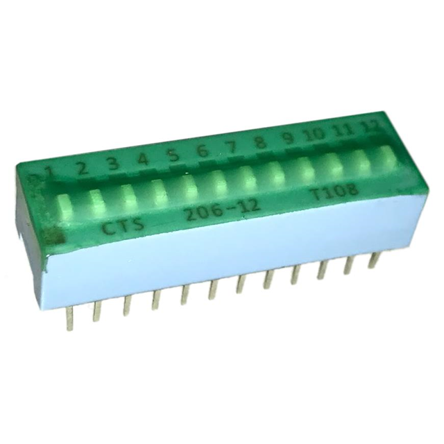 Dip Switch SPST 12 Position Through Hole Slide (Standard) Actuator 50mA 24VDC