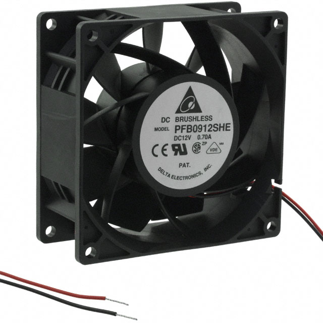 Fan Tubeaxial 12VDC Square - 92mm L x 92mm H Ball 94.2 CFM (2.64m3/min) 2 Wire Leads