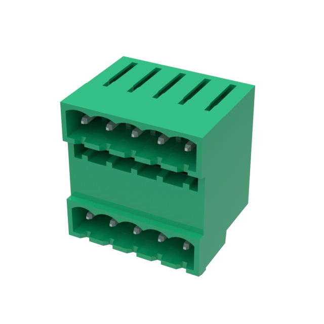10 Position Terminal Block Header, Male Pins, Shrouded (4 Side) 0.200