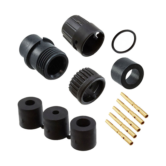 5 Position Circular Connector Plug, Male Pins Crimp