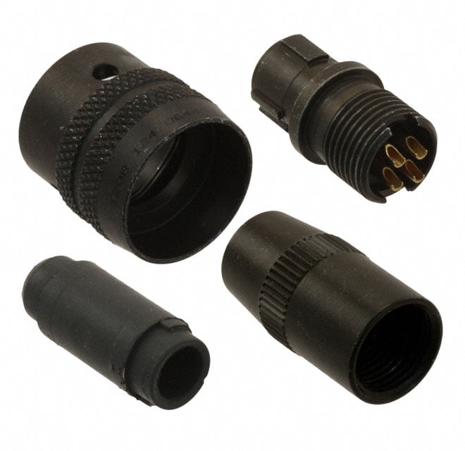 4 Position Circular Connector Plug, Female Sockets Solder Cup
