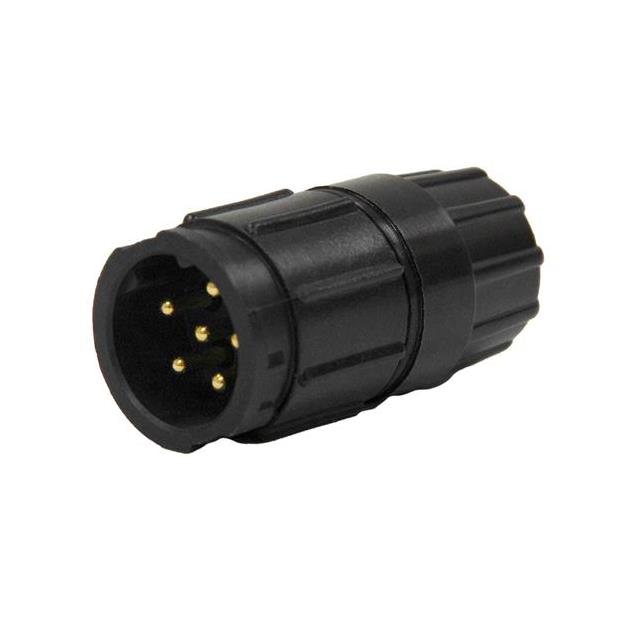 6 Position Circular Connector Receptacle, Male Pins Crimp