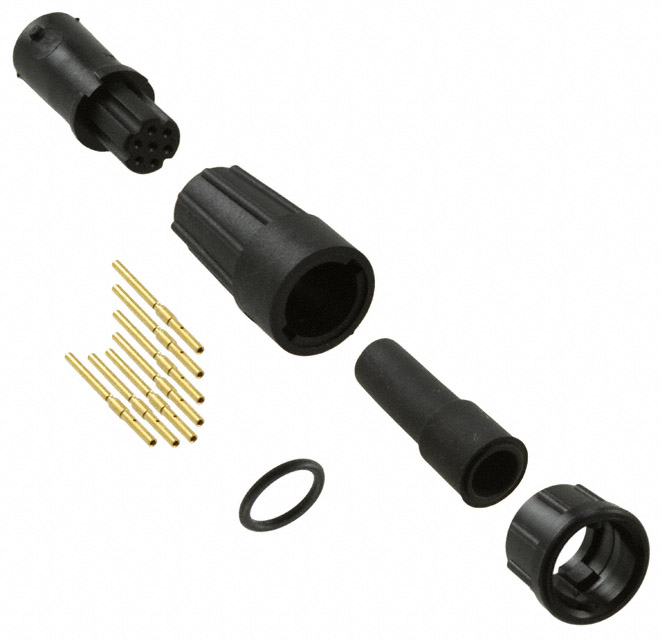 7 Position Circular Connector Plug, Female Sockets Crimp