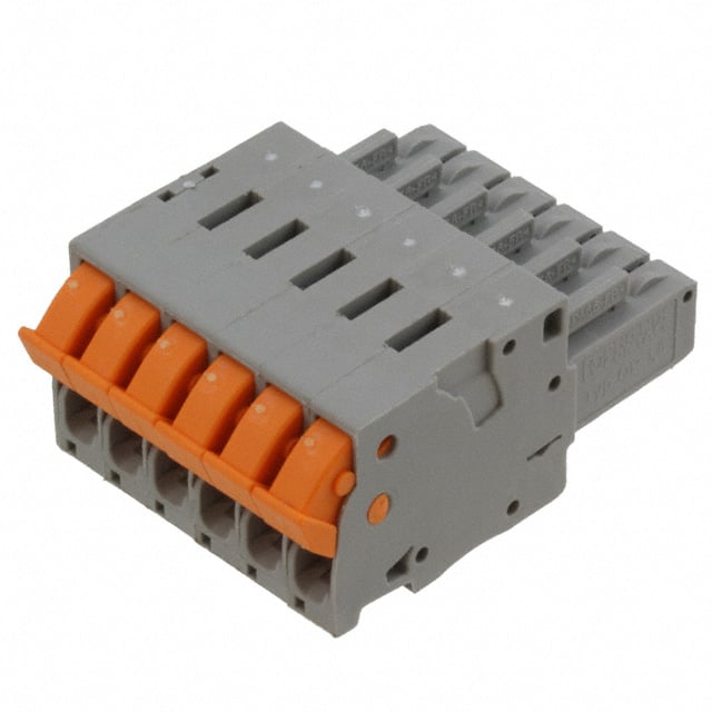 6 Position Terminal Block Plug, Female Sockets 180° Free Hanging (In-Line)