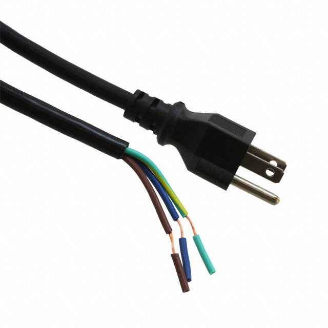 6.56' (2.00m) Power Cord Black NEMA 5-15P To Cable SJT
