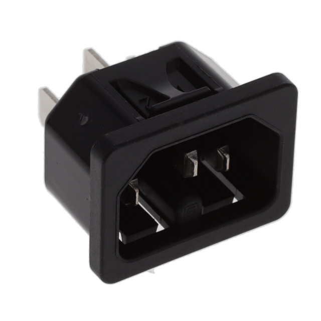 Power Entry Connector Receptacle, Male Blades IEC 320-C16 Panel Mount, Snap-In