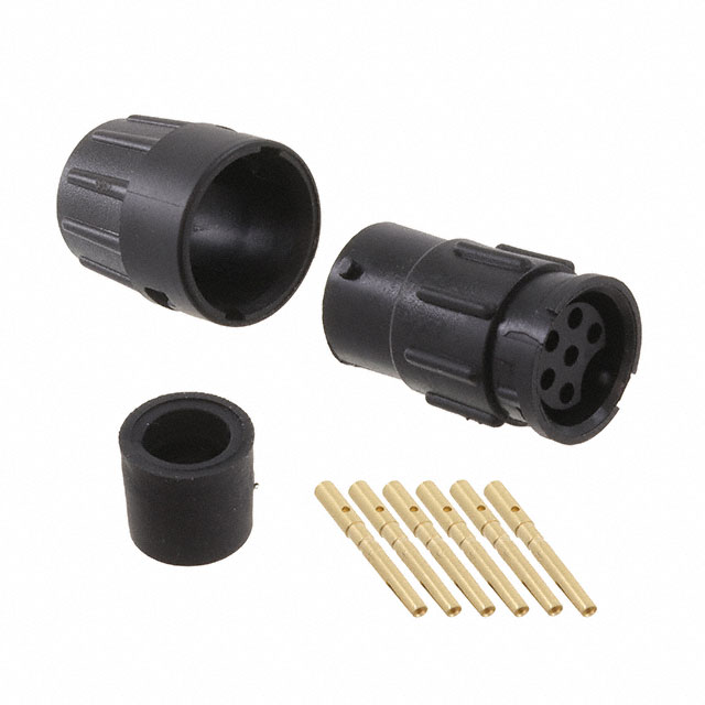 6 Position Circular Connector Receptacle, Female Sockets Crimp