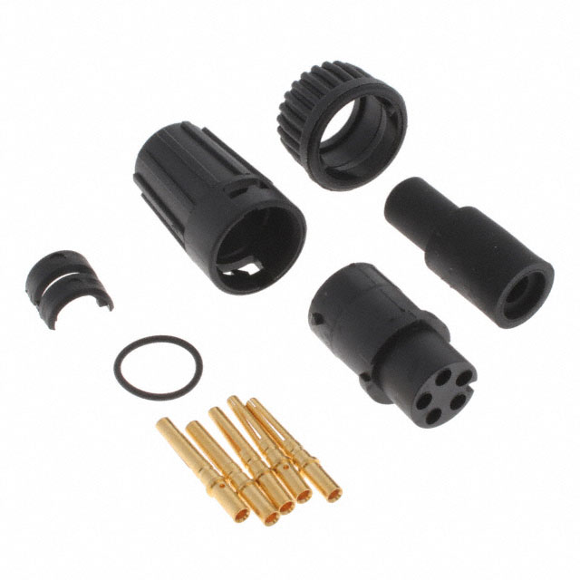 5 Position Circular Connector Plug, Female Sockets Crimp