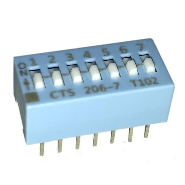Dip Switch SPST 7 Position Through Hole Slide (Standard) Actuator 50mA 24VDC