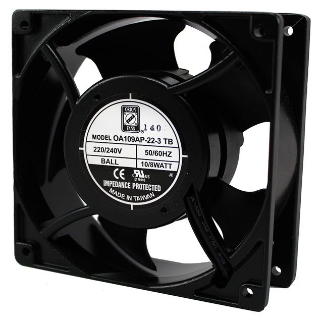 Fan Tubeaxial 230VAC Square - 120mm L x 120mm H Ball 51.0 CFM (1.43m³/min) 2 Terminals