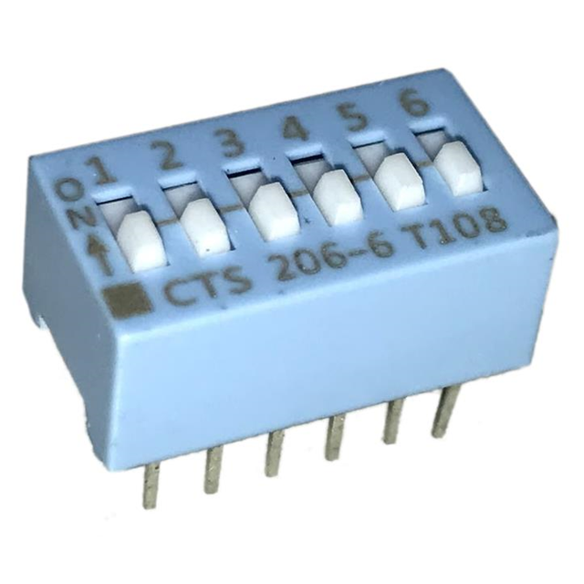 Dip Switch SPST 6 Position Through Hole Slide (Standard) Actuator 50mA 24VDC