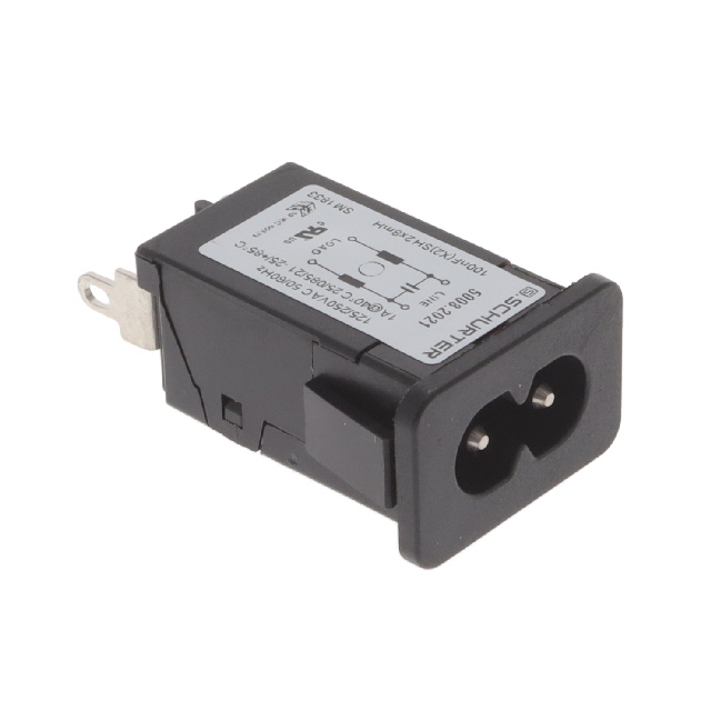 Power Entry Connector Receptacle, Male Pins IEC 320-C8, Non-Polarized Panel Mount, Snap-In