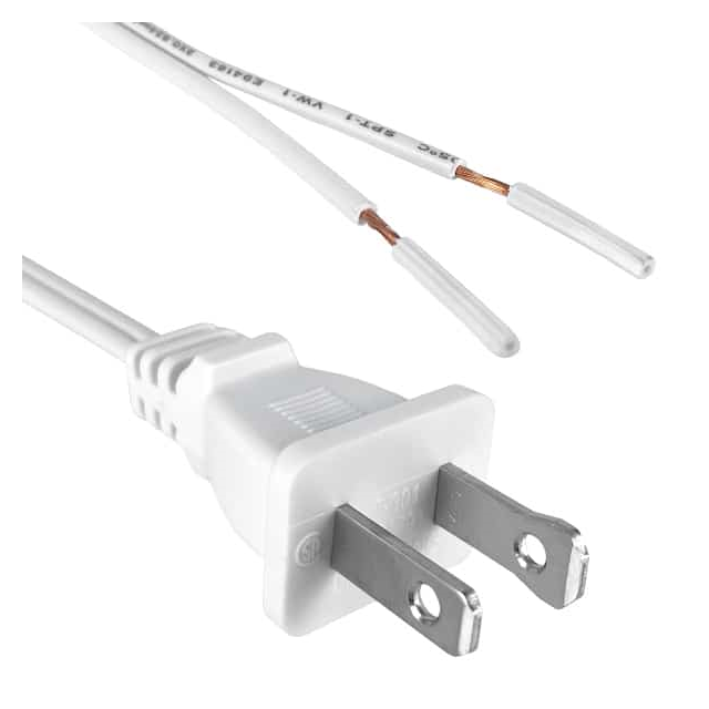 6.00' (1.83m) Power Cord White NEMA 1-15P, Polarized To Cable SPT-1