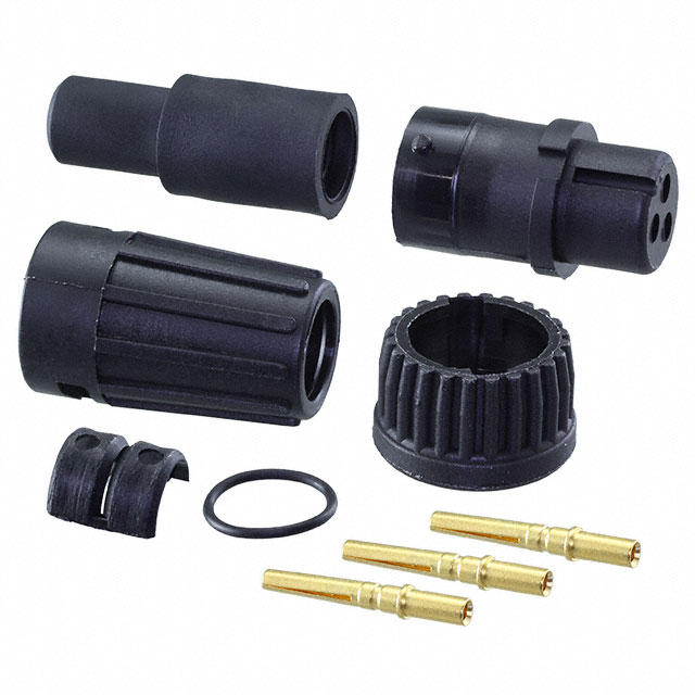 3 Position Circular Connector Plug, Female Sockets Crimp