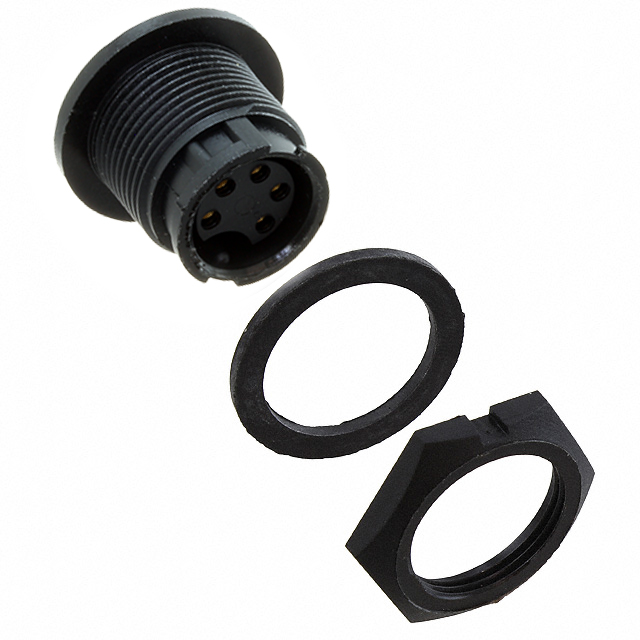 5 Position Circular Connector Receptacle, Female Sockets Solder