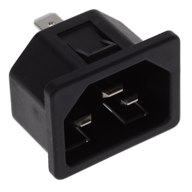 Power Entry Connector Receptacle, Male Blades IEC 320-C22 Panel Mount, Snap-In