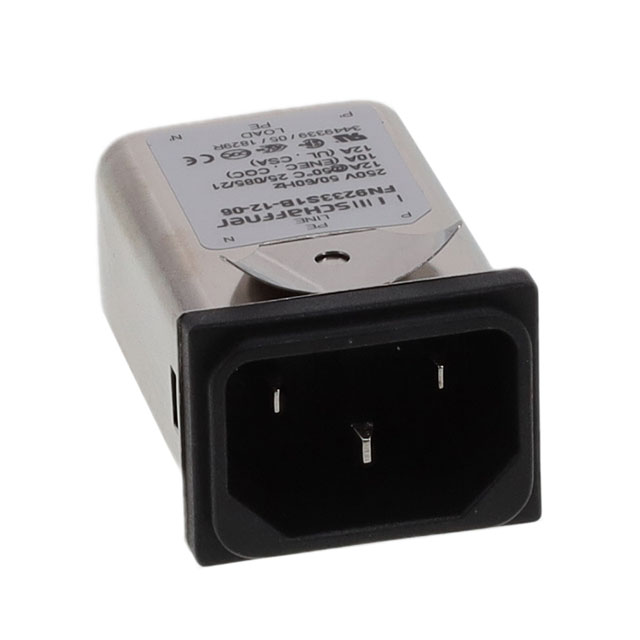 Power Entry Connector Receptacle, Male Blades IEC 320-C14 Panel Mount, Snap-In