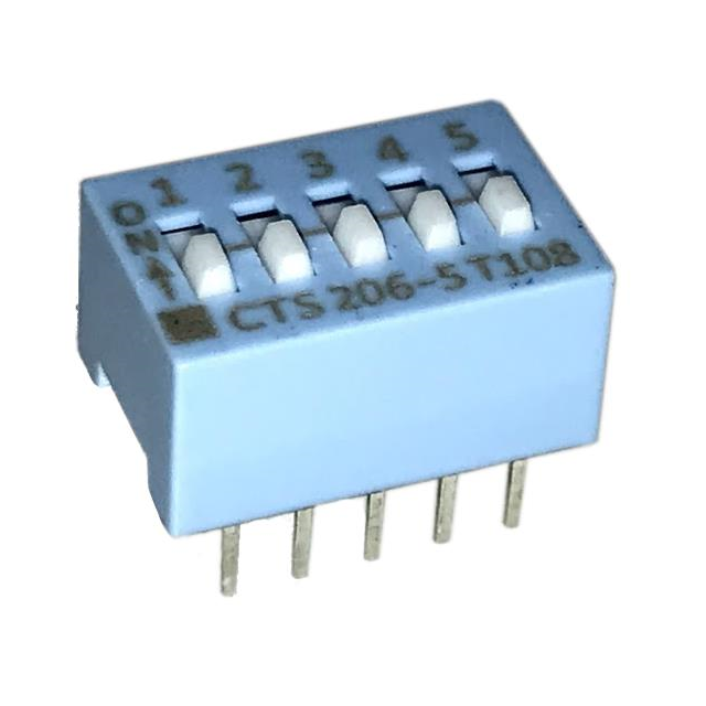 Dip Switch SPST 5 Position Through Hole Slide (Standard) Actuator 50mA 24VDC