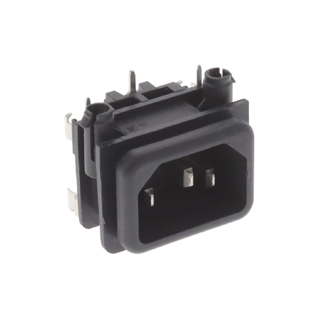 Power Entry Connector Receptacle, Male Blades - Module IEC 320-C14 Panel Mount, Snap-In; Through Hole, Right Angle