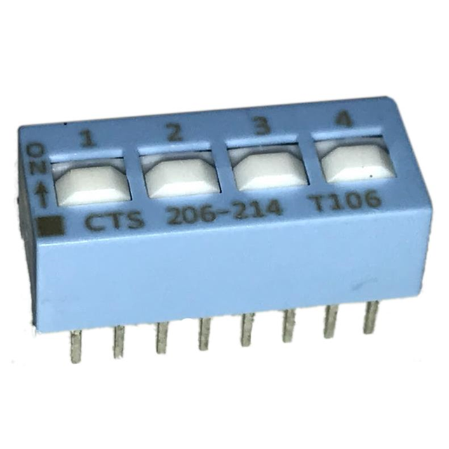 Dip Switch DPST 4 Position Through Hole Slide (Standard) Actuator 50mA 24VDC