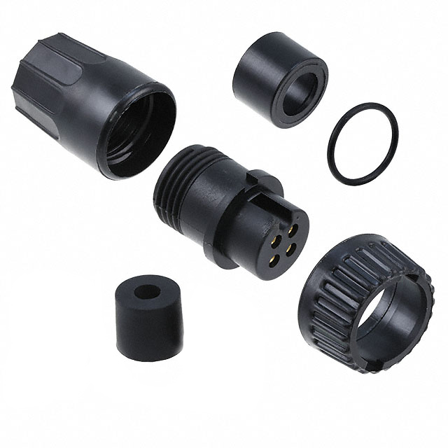 4 Position Circular Connector Plug, Female Sockets Solder Cup