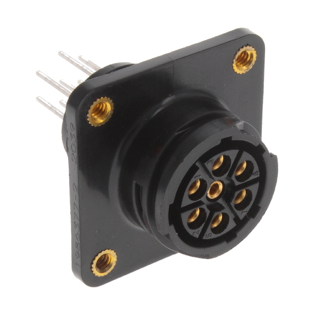 7 Position Circular Connector Receptacle, Female Sockets Solder