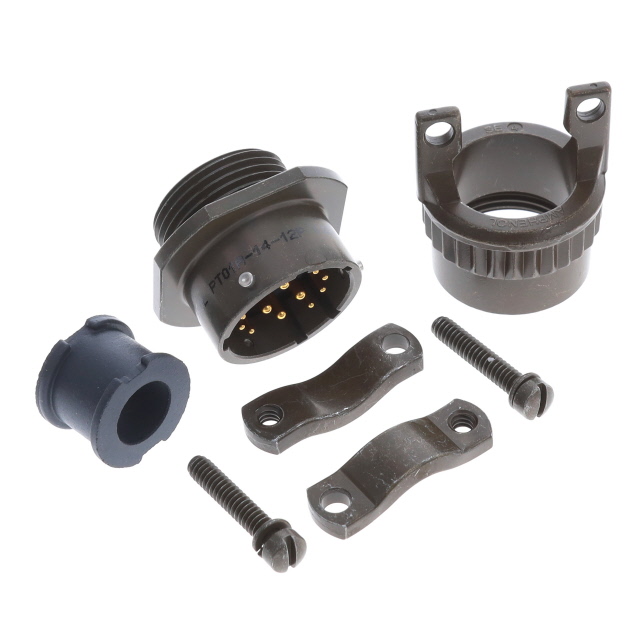 12 Position Circular Connector Receptacle, Male Pins Solder Cup