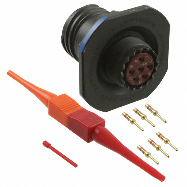 6 Position Circular Connector Receptacle, Male Pins Crimp