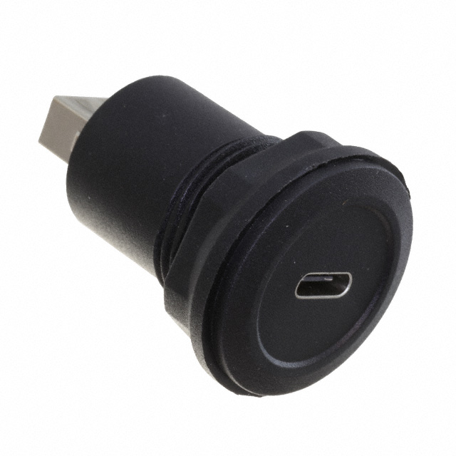 USB C Jack to USB A Jack Round Panel Mount Adapter : ID 4259