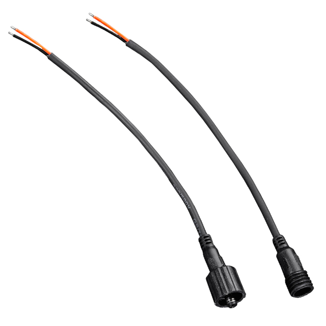 Cable 2 pc - 2.1mm ID, 5.5 mm OD, Barrel Jack to Wire Leads, Barrel Plug to Wire Leads, 178mm