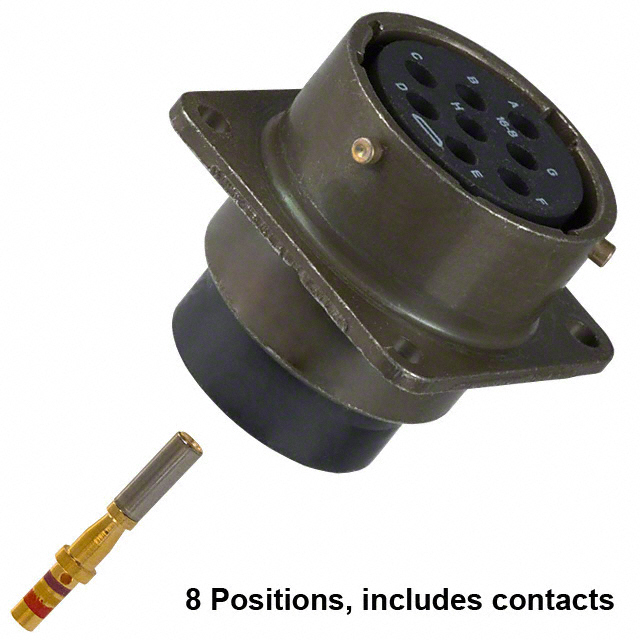 8 Position Circular Connector Receptacle, Female Sockets Crimp