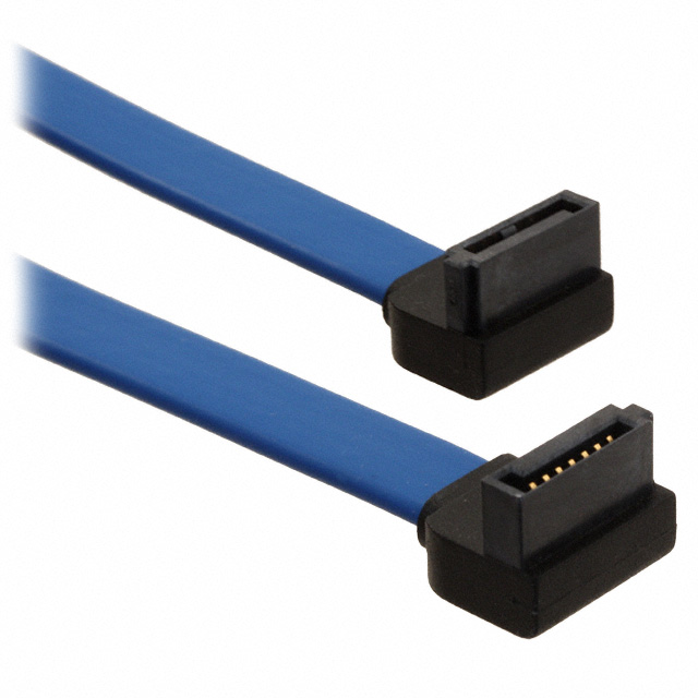 7 Position SATA Receptacle, Right Angle to Receptacle, Right Angle 1.64' (500.00mm) Blue Shielded