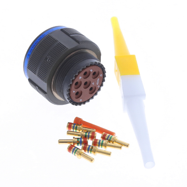 6 Position Circular Connector Plug, Male Pins Crimp