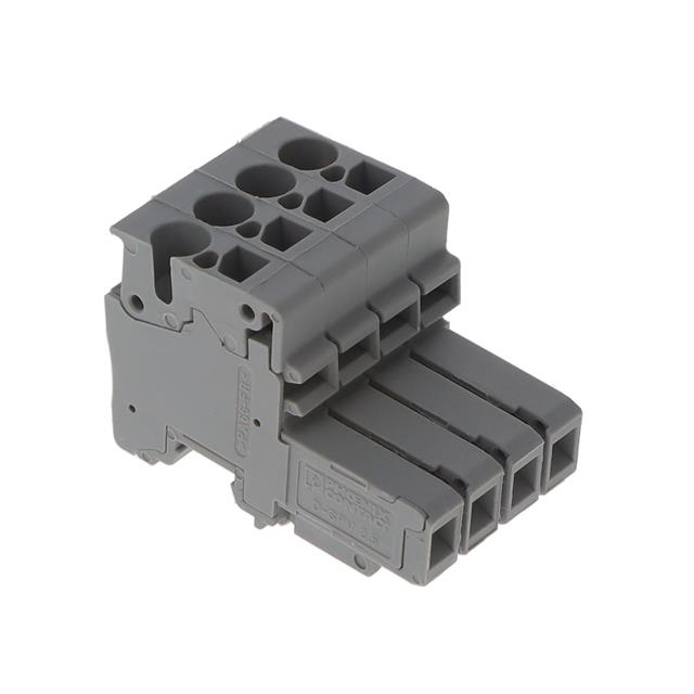 4 Position Terminal Block Plug, Female Sockets 90° Free Hanging (In-Line)