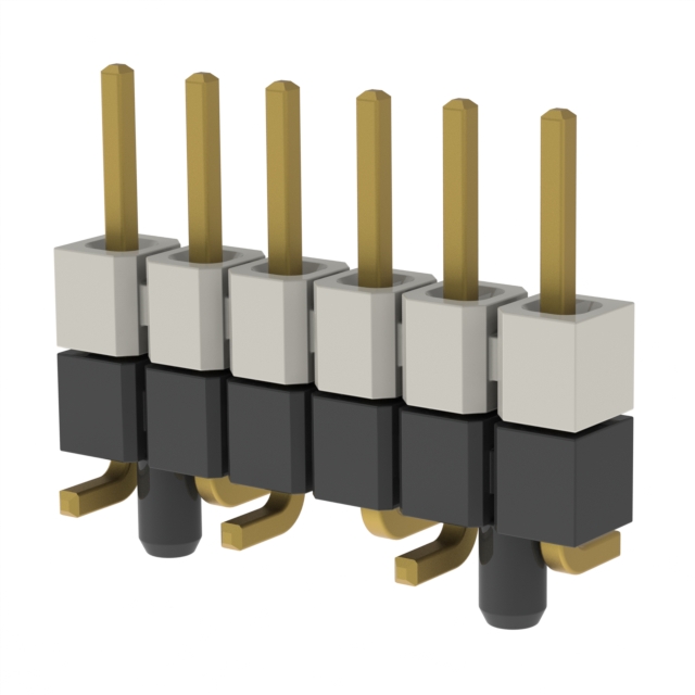 6 Position Header Spacer Connector 0.100 (2.54mm) Gold Surface Mount