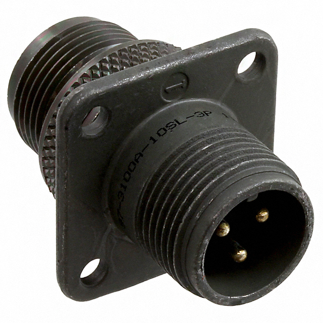 3 Position Circular Connector Receptacle, Male Pins Solder Cup