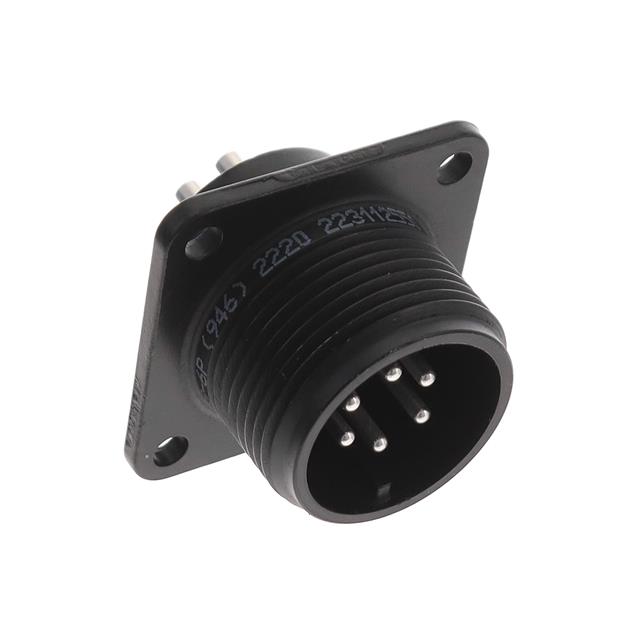 6 Position Circular Connector Receptacle, Male Pins Solder Cup