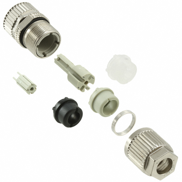 4 Position Circular Connector Receptacle Housing Free Hanging (In-Line) Backshell, Coupling Nut, Strain Relief