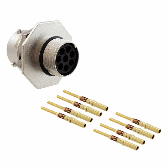 8 Position Circular Connector Receptacle, Male Pins Crimp