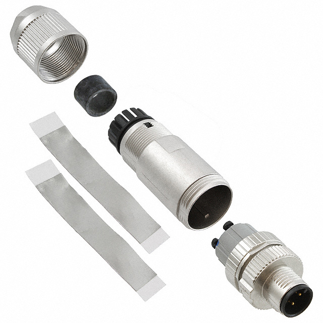 4 Position Circular Connector Plug, Male Pins Spring-Cage