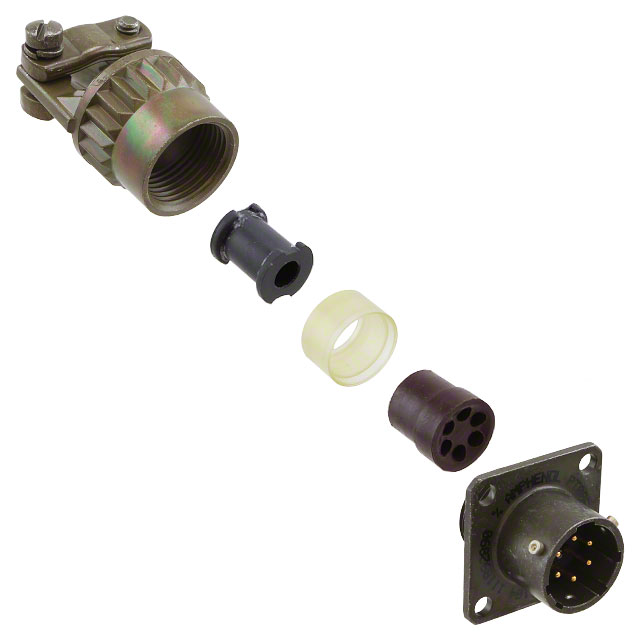 6 Position Circular Connector Receptacle, Male Pins Solder Cup