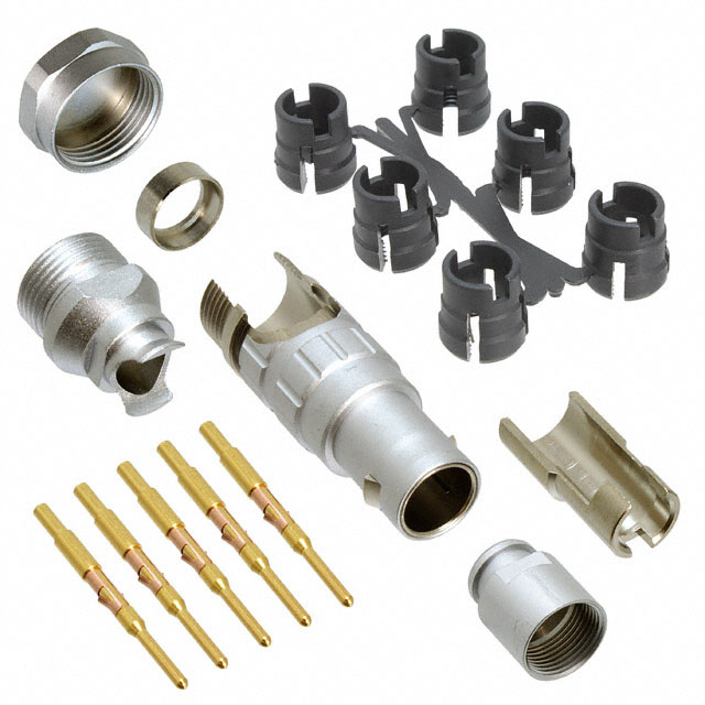 5 Position Circular Connector Plug, Male Pins Solder Cup