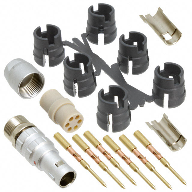 6 Position Circular Connector Plug, Male Pins Crimp